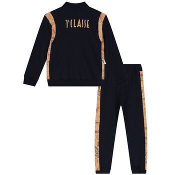 Boys Navy Blue Logo Geo Map Tracksuit